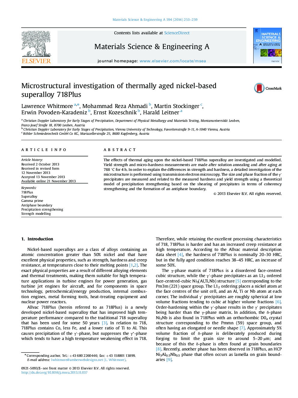 Microstructural investigation of thermally aged nickel-based superalloy 718Plus