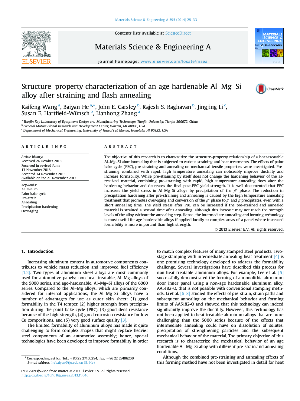 Structure-property characterization of an age hardenable Al-Mg-Si alloy after straining and flash annealing