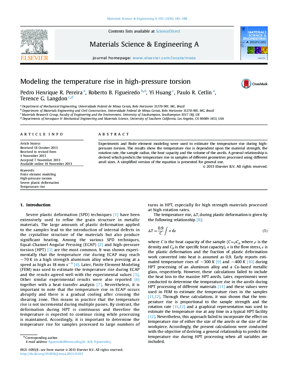 Modeling the temperature rise in high-pressure torsion