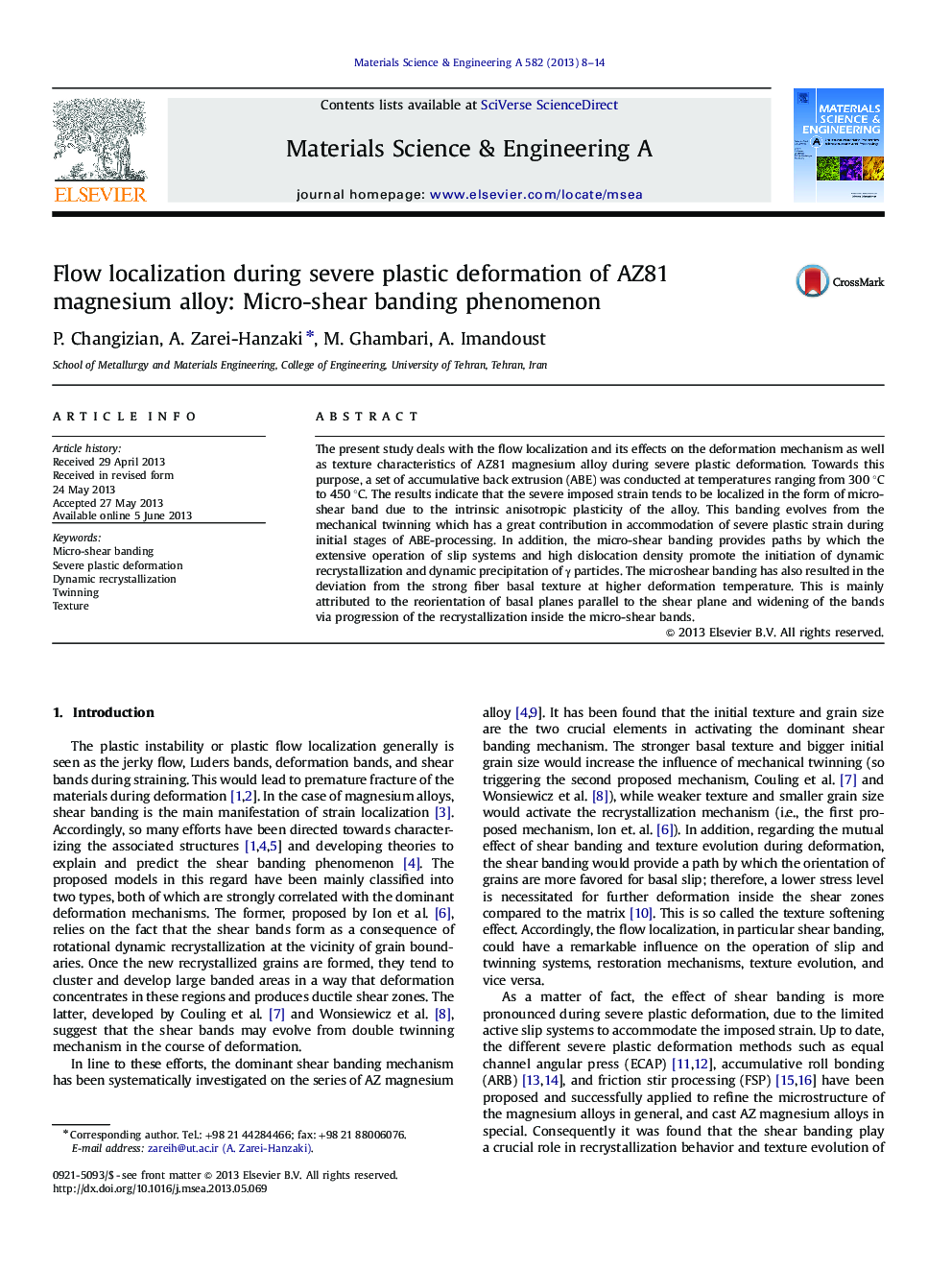 Flow localization during severe plastic deformation of AZ81 magnesium alloy: Micro-shear banding phenomenon