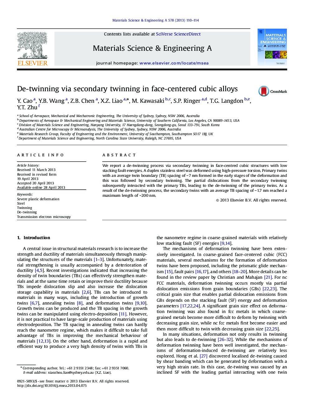 De-twinning via secondary twinning in face-centered cubic alloys