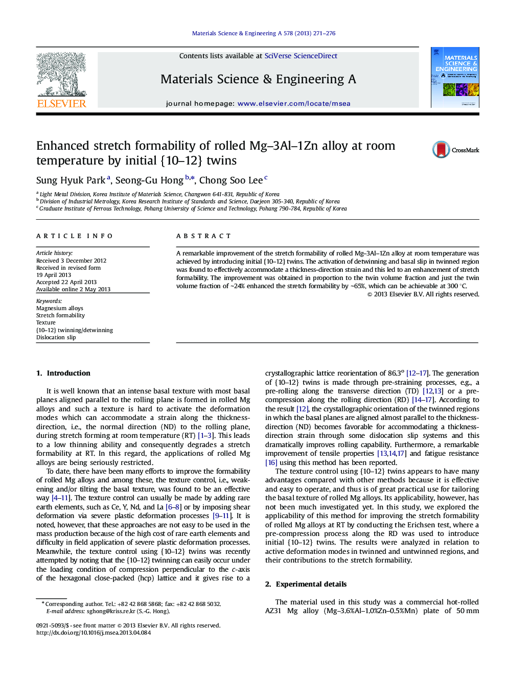 Enhanced stretch formability of rolled Mg-3Al-1Zn alloy at room temperature by initial {10-12} twins