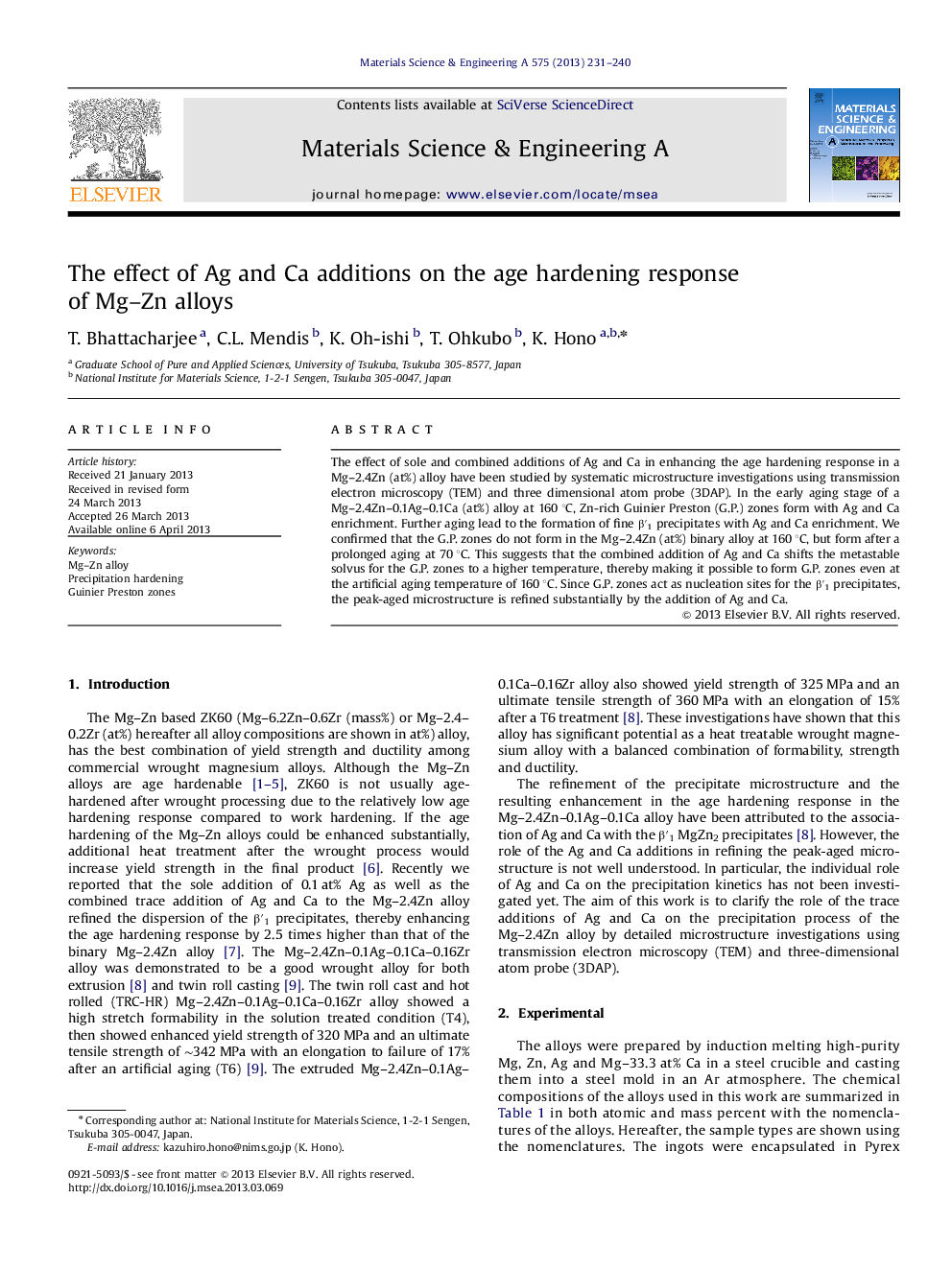 The effect of Ag and Ca additions on the age hardening response of Mg–Zn alloys