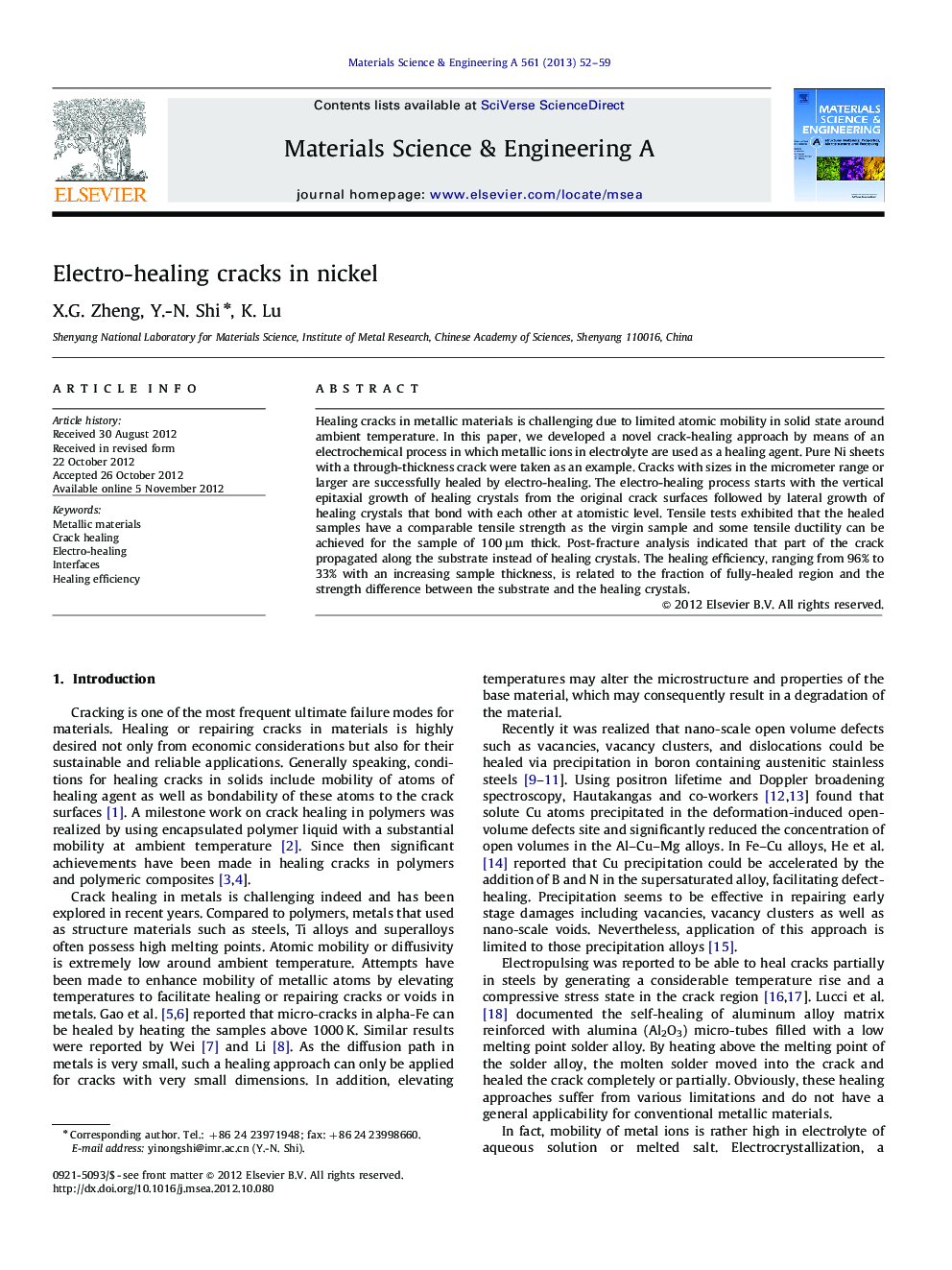 Electro-healing cracks in nickel