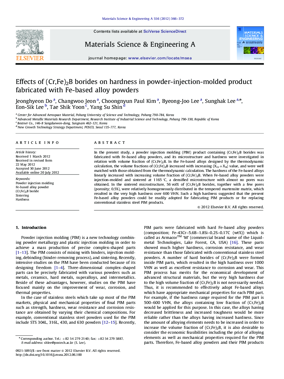 Effects of (Cr,Fe)2B borides on hardness in powder-injection-molded product fabricated with Fe-based alloy powders