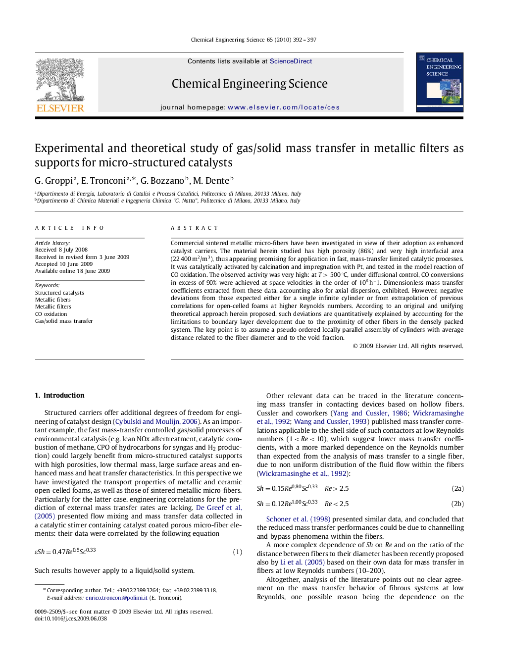 Experimental and theoretical study of gas/solid mass transfer in metallic filters as supports for micro-structured catalysts