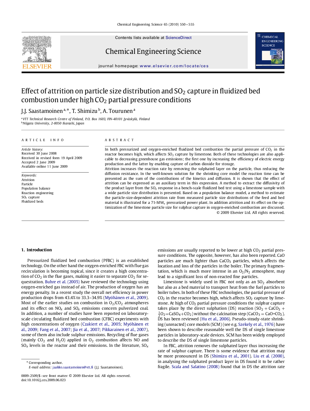 Effect of attrition on particle size distribution and SO2 capture in fluidized bed combustion under high CO2 partial pressure conditions