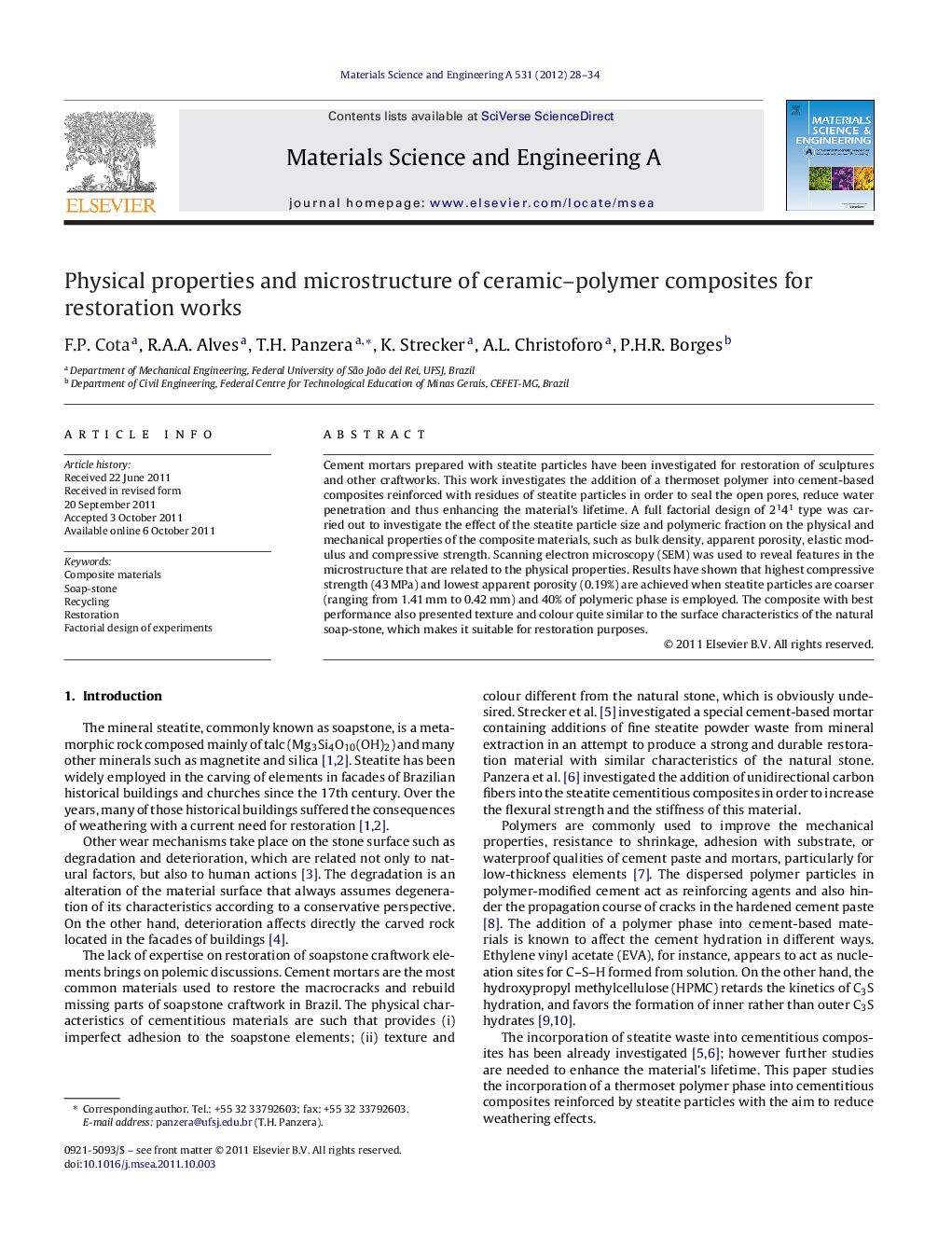 Physical properties and microstructure of ceramic–polymer composites for restoration works