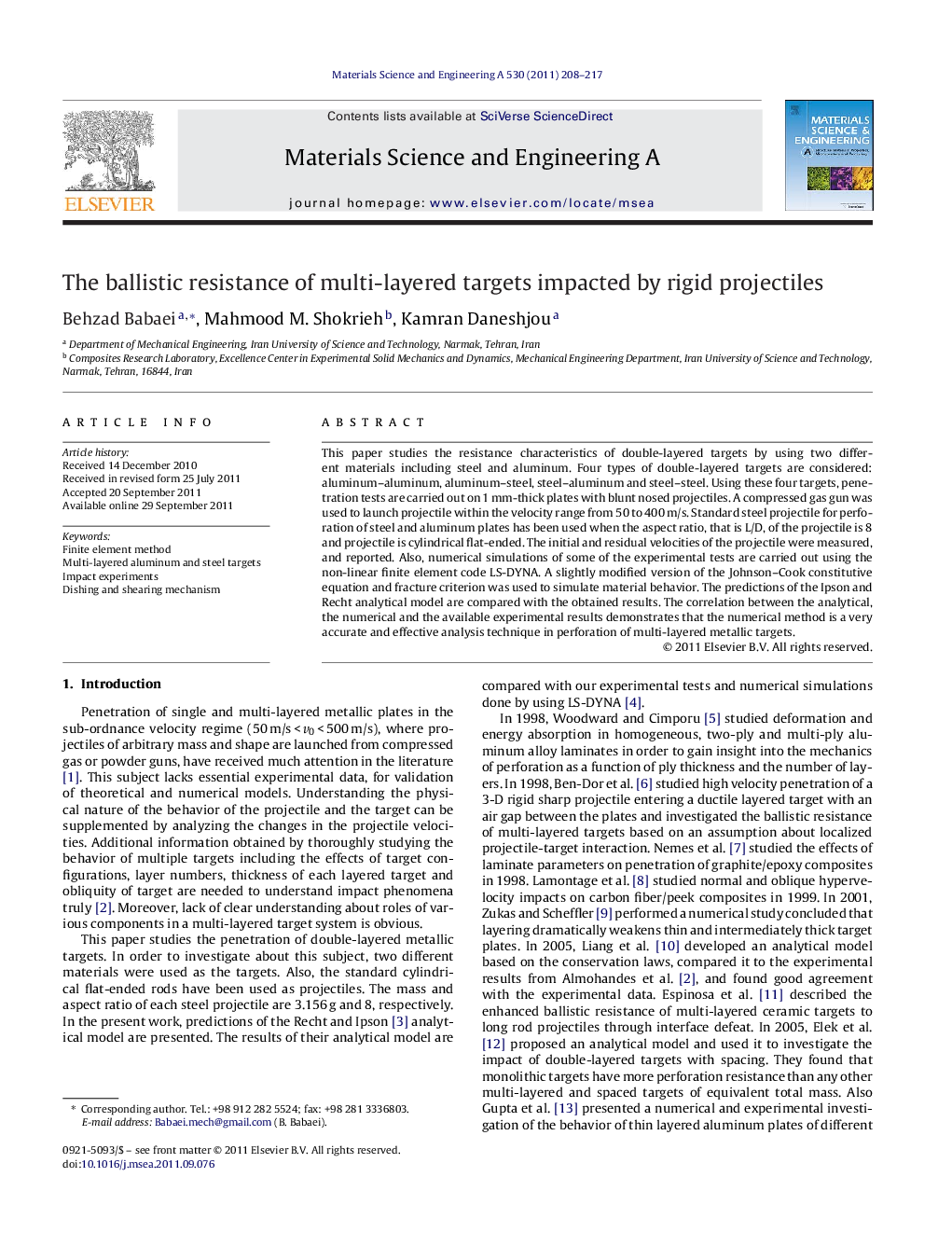 The ballistic resistance of multi-layered targets impacted by rigid projectiles