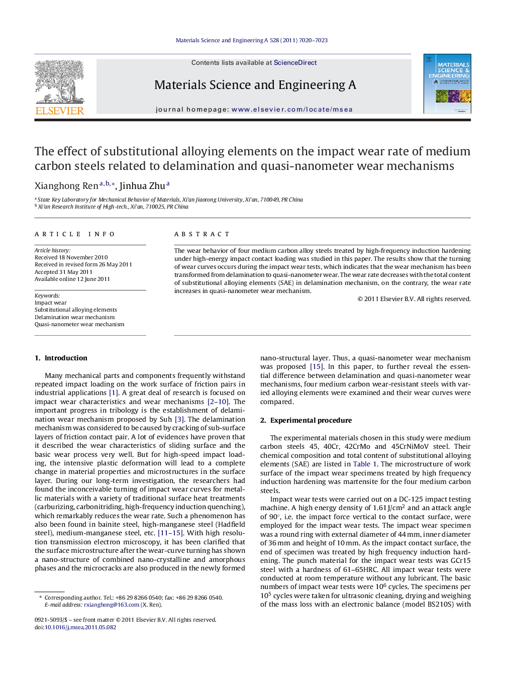 The effect of substitutional alloying elements on the impact wear rate of medium carbon steels related to delamination and quasi-nanometer wear mechanisms