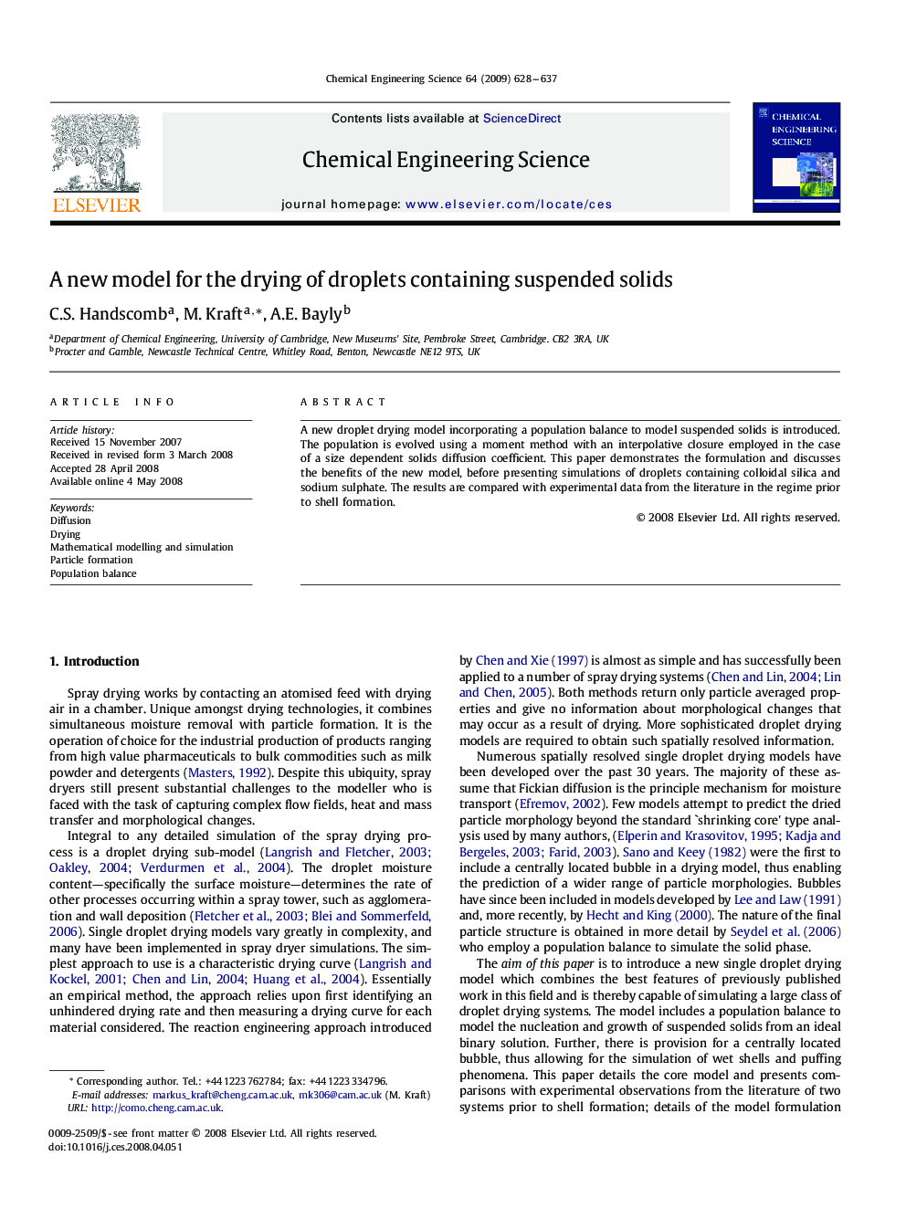 A new model for the drying of droplets containing suspended solids