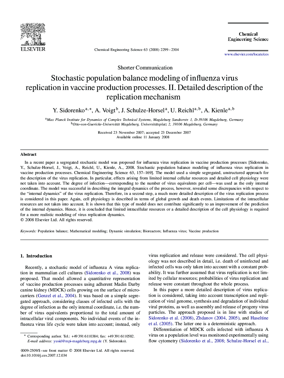 Stochastic population balance modeling of influenza virus replication in vaccine production processes. II. Detailed description of the replication mechanism
