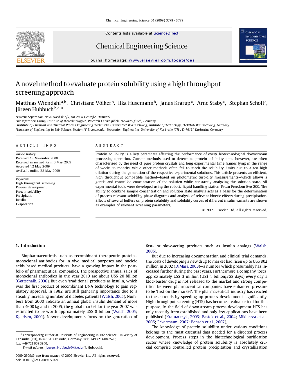 A novel method to evaluate protein solubility using a high throughput screening approach