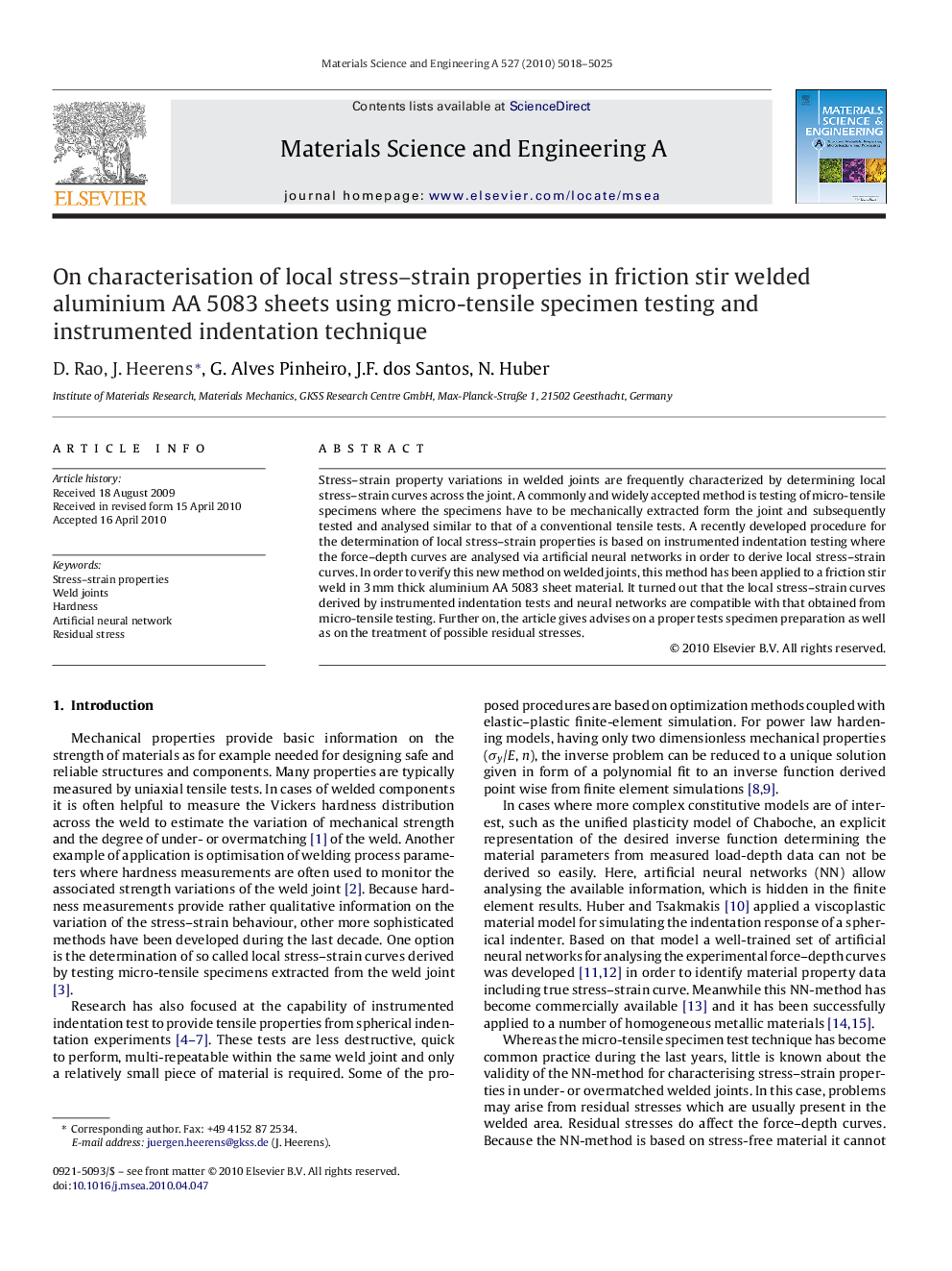 On characterisation of local stress-strain properties in friction stir welded aluminium AA 5083 sheets using micro-tensile specimen testing and instrumented indentation technique