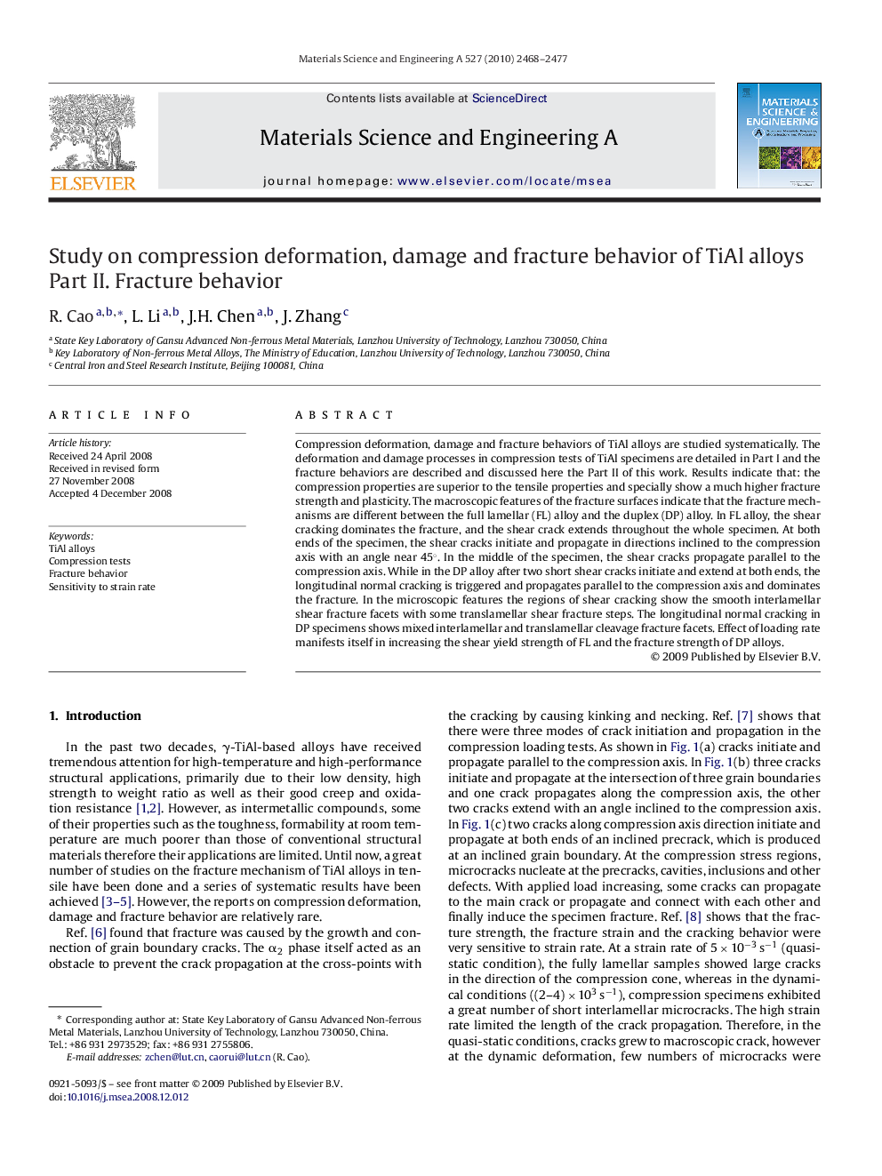 Study on compression deformation, damage and fracture behavior of TiAl alloys: Part II. Fracture behavior