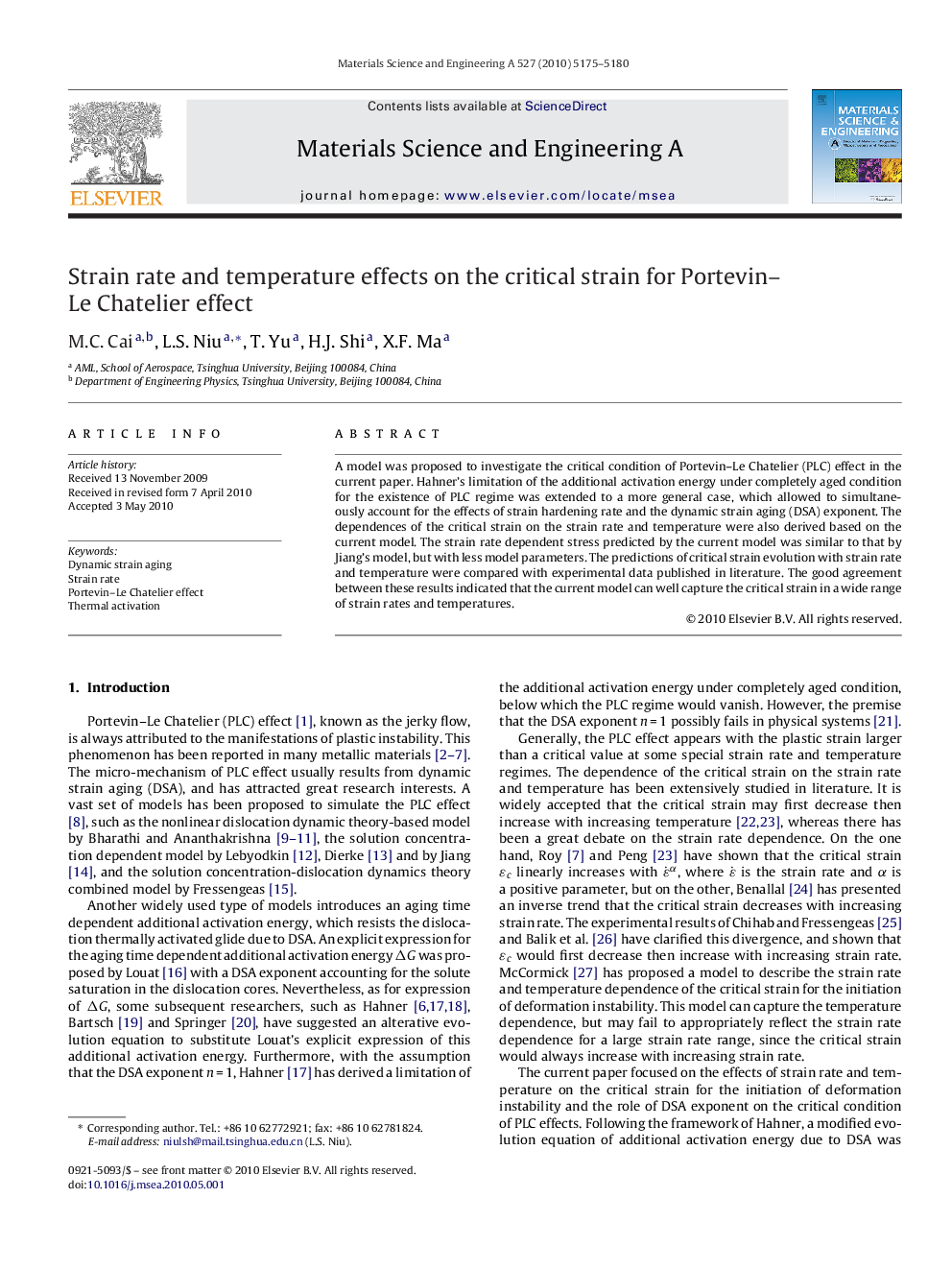 Strain rate and temperature effects on the critical strain for Portevin-Le Chatelier effect