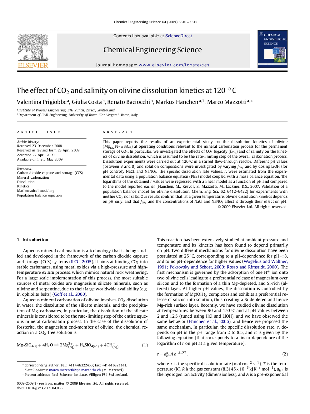 The effect of CO2CO2 and salinity on olivine dissolution kinetics at 120∘C