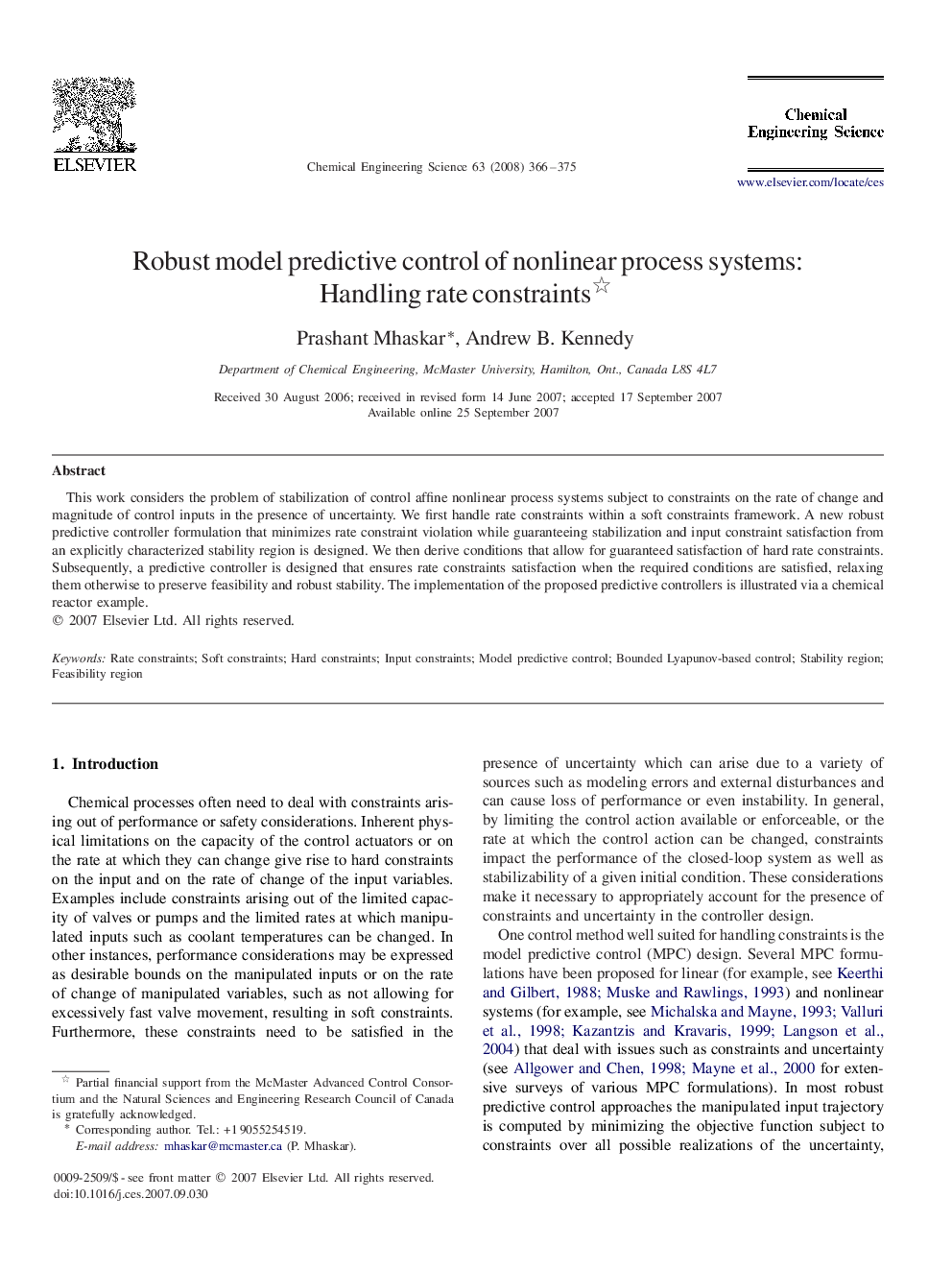 Robust model predictive control of nonlinear process systems: Handling rate constraints 