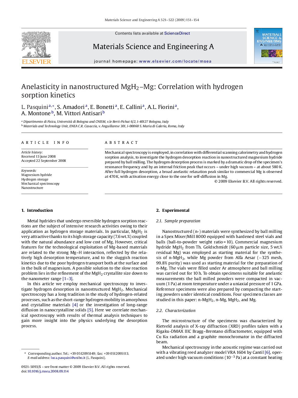 Anelasticity in nanostructured MgH2–Mg: Correlation with hydrogen sorption kinetics