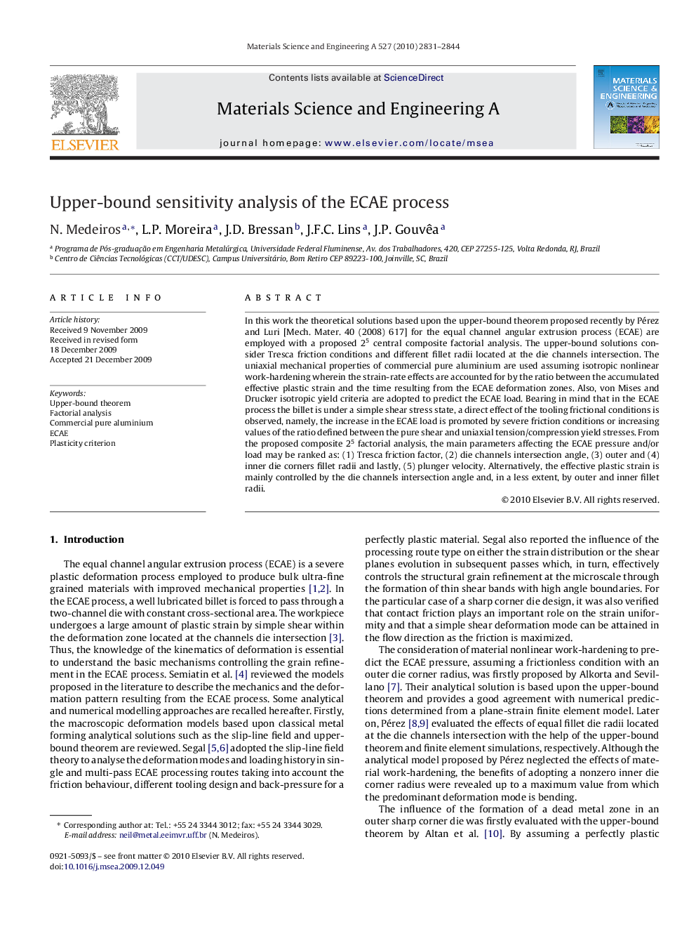 Upper-bound sensitivity analysis of the ECAE process