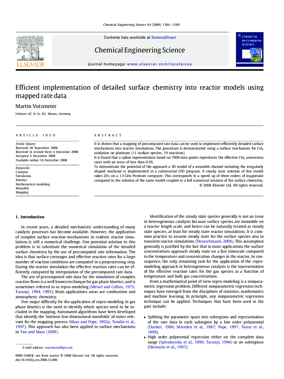 Efficient implementation of detailed surface chemistry into reactor models using mapped rate data