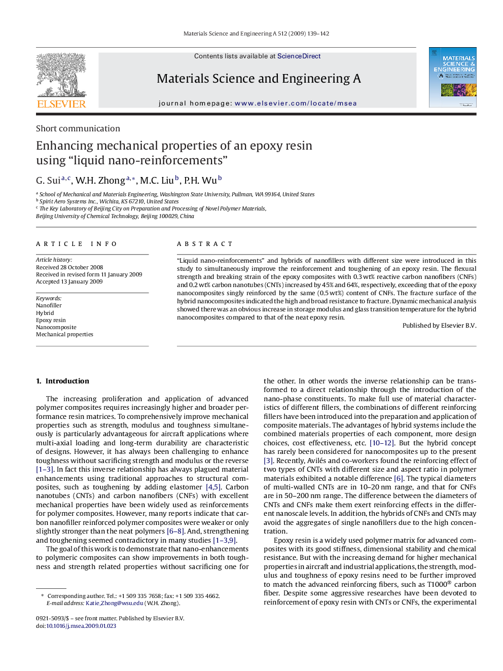 Enhancing mechanical properties of an epoxy resin using “liquid nano-reinforcements”