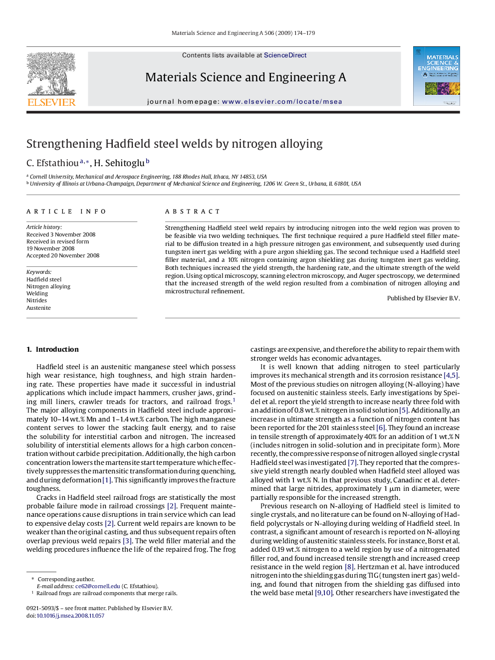 Strengthening Hadfield steel welds by nitrogen alloying