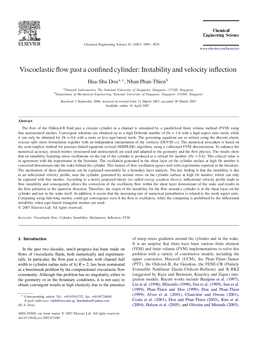 Viscoelastic flow past a confined cylinder: Instability and velocity inflection