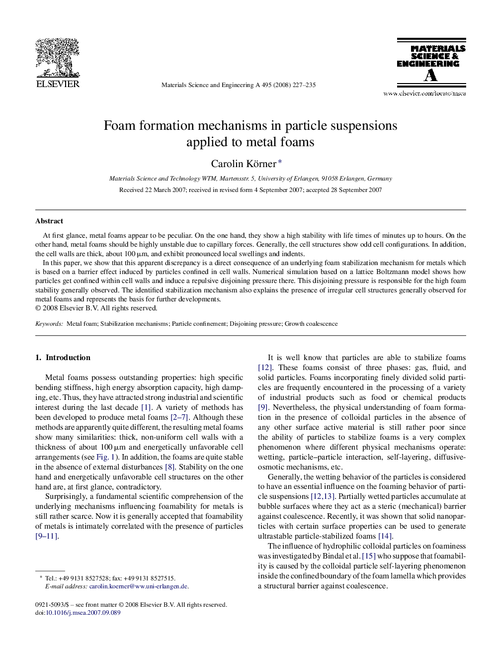 Foam formation mechanisms in particle suspensions applied to metal foams