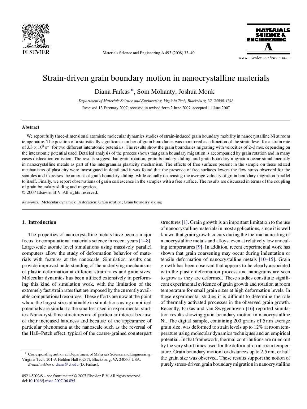 Strain-driven grain boundary motion in nanocrystalline materials