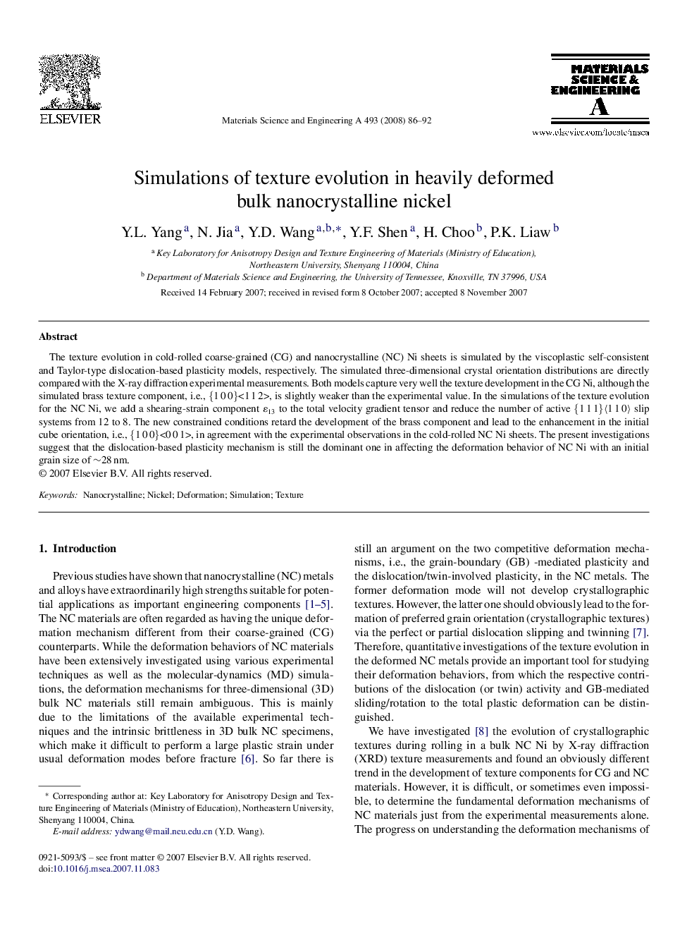 Simulations of texture evolution in heavily deformed bulk nanocrystalline nickel