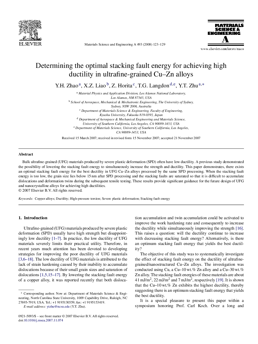 Determining the optimal stacking fault energy for achieving high ductility in ultrafine-grained Cu-Zn alloys