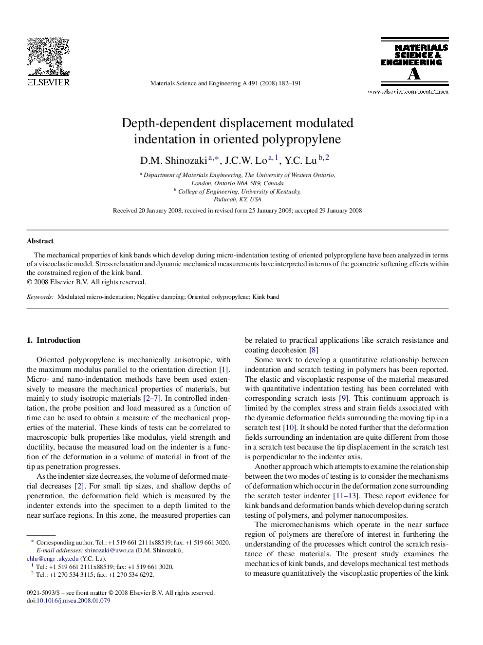 Depth-dependent displacement modulated indentation in oriented polypropylene