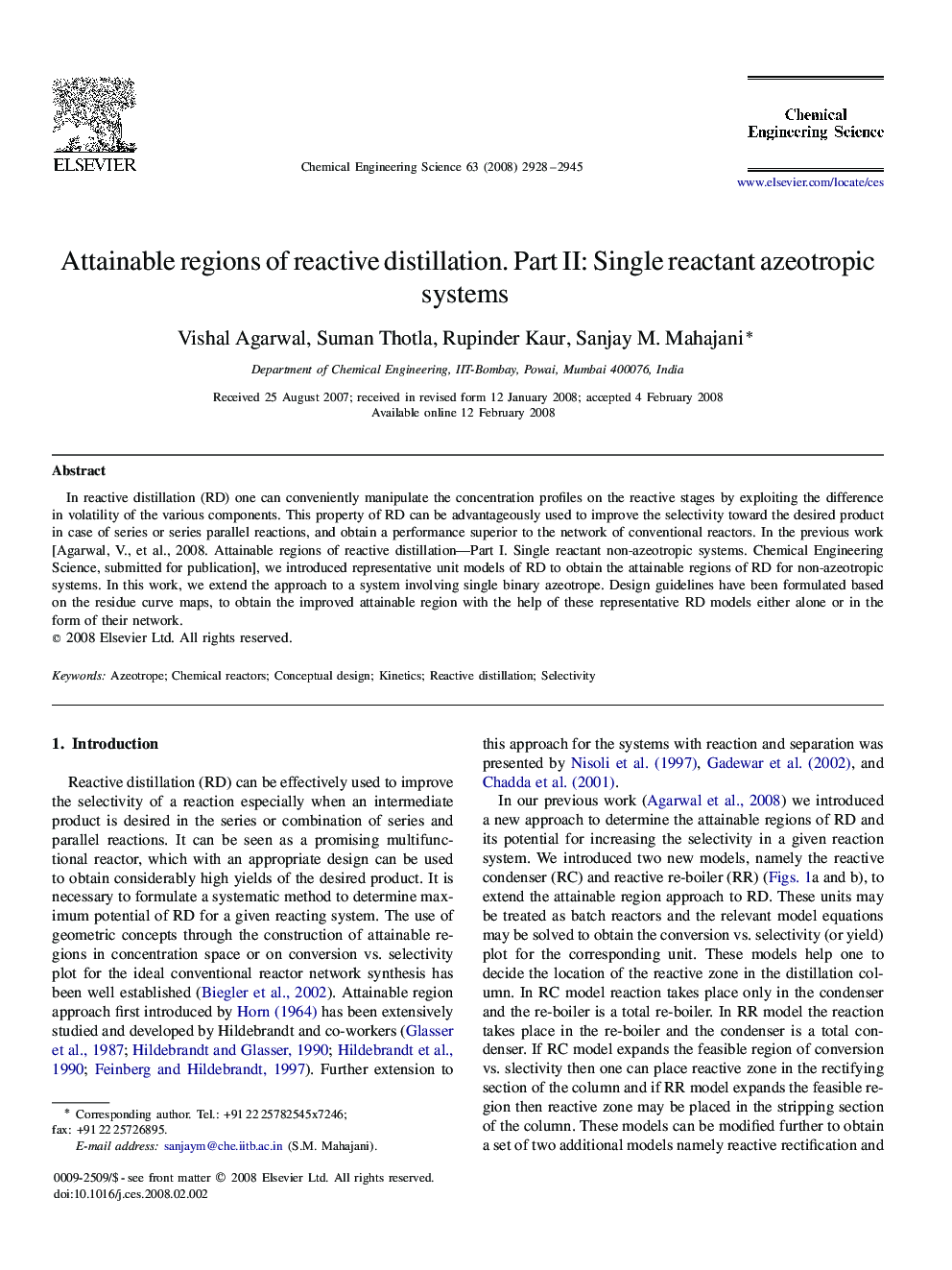 Attainable regions of reactive distillation. Part II: Single reactant azeotropic systems