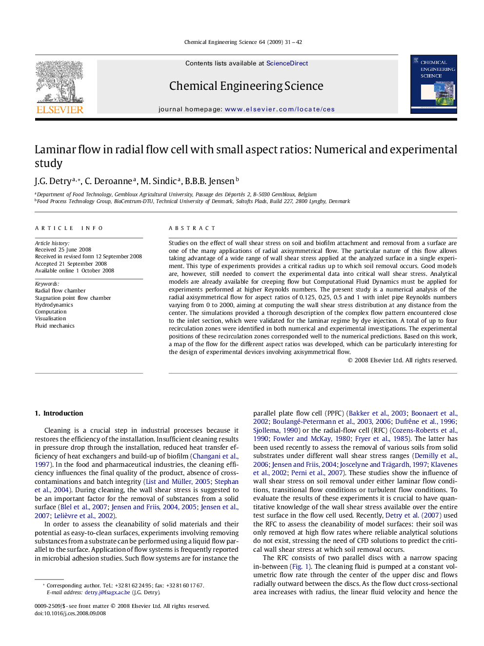 Laminar flow in radial flow cell with small aspect ratios: Numerical and experimental study
