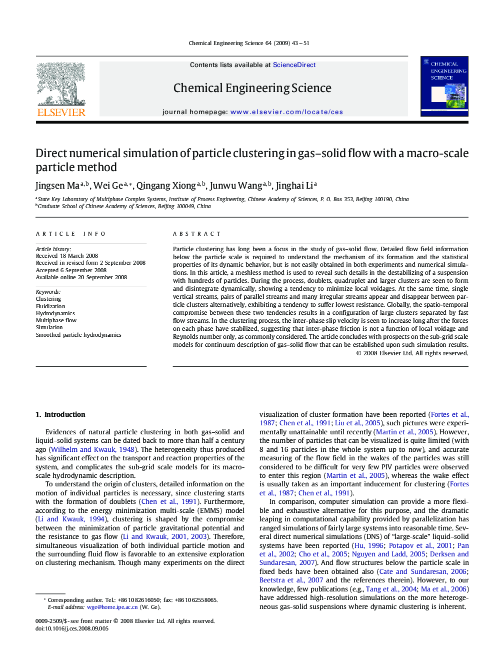 Direct numerical simulation of particle clustering in gas–solid flow with a macro-scale particle method