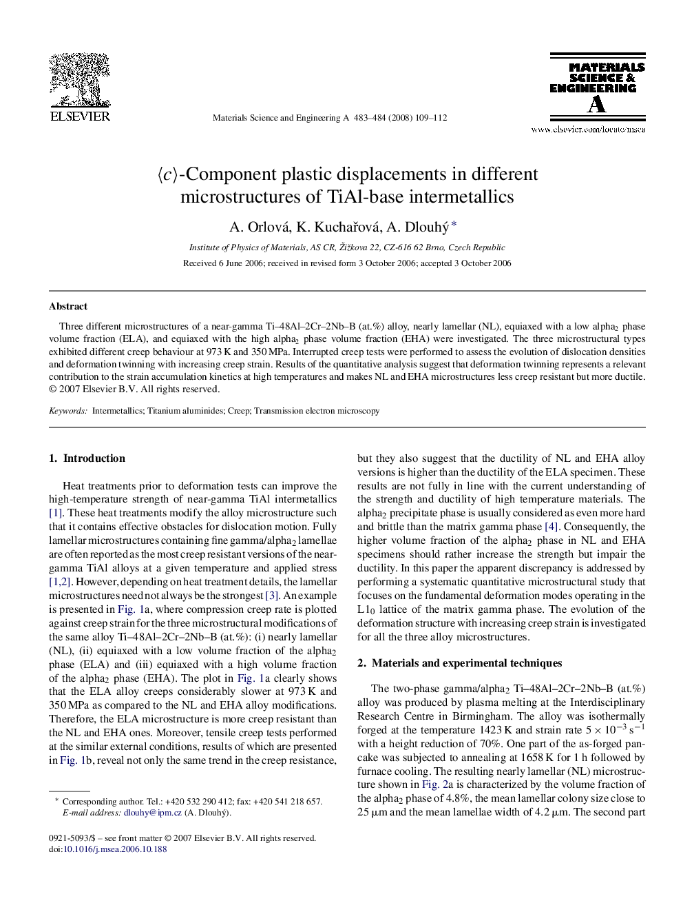 〈c〉-Component plastic displacements in different microstructures of TiAl-base intermetallics