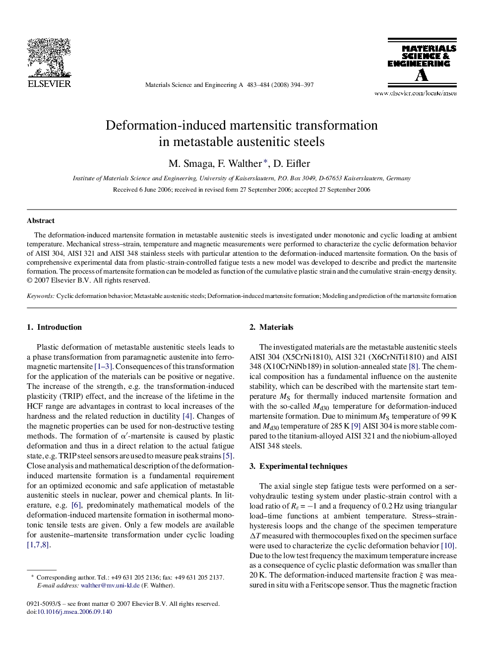 Deformation-induced martensitic transformation in metastable austenitic steels
