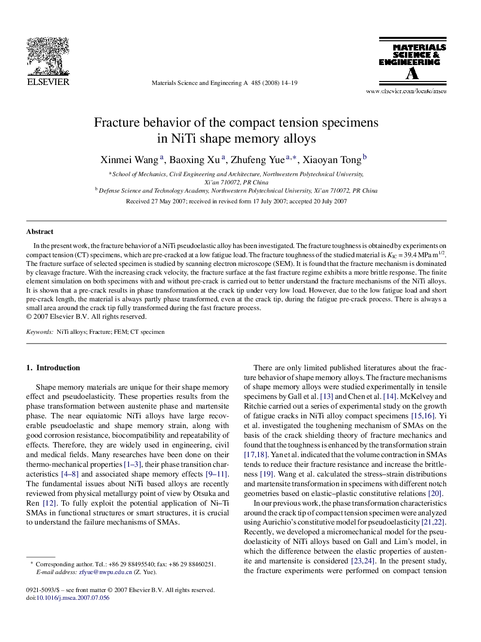 Fracture behavior of the compact tension specimens in NiTi shape memory alloys