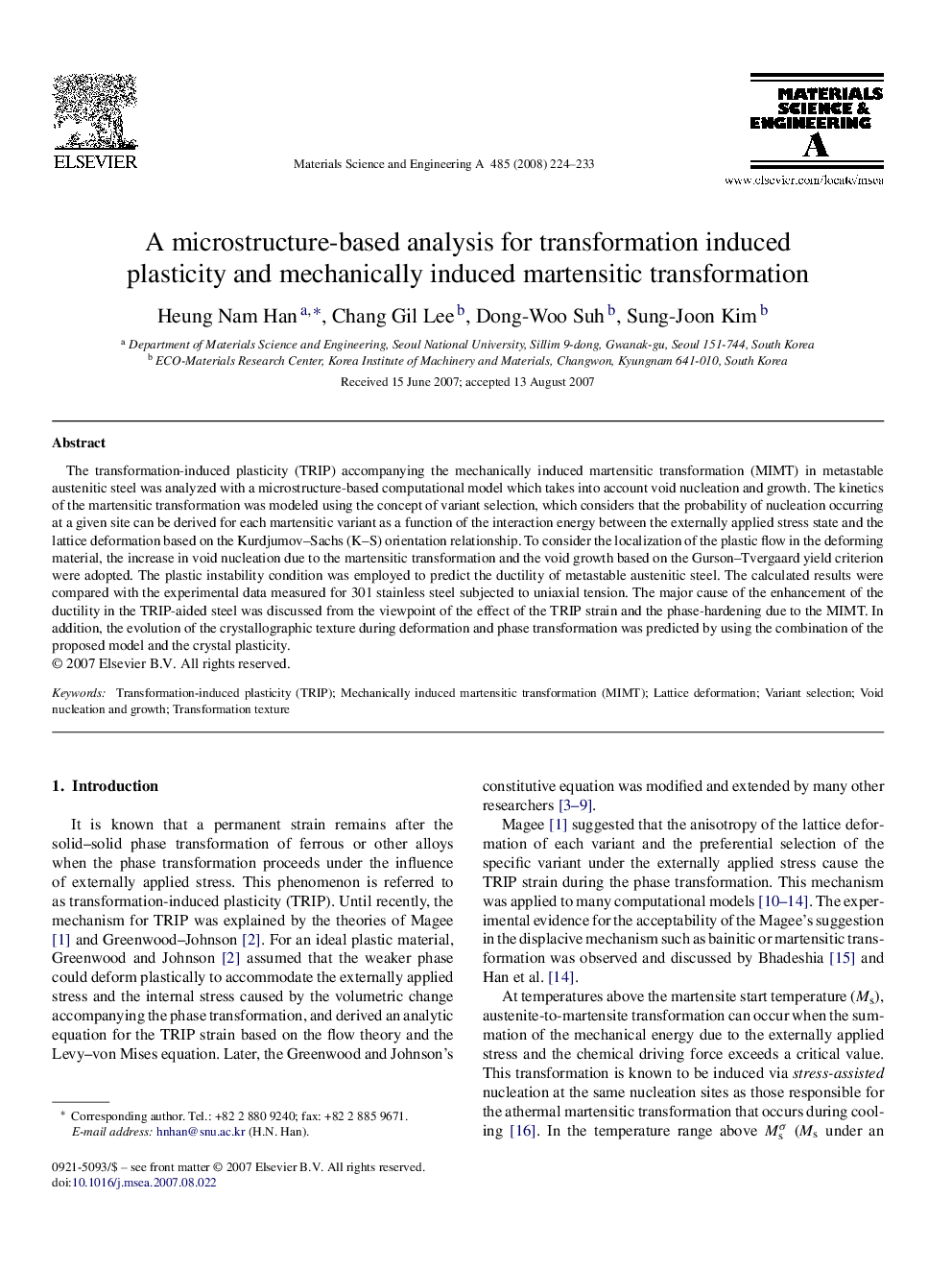 A microstructure-based analysis for transformation induced plasticity and mechanically induced martensitic transformation