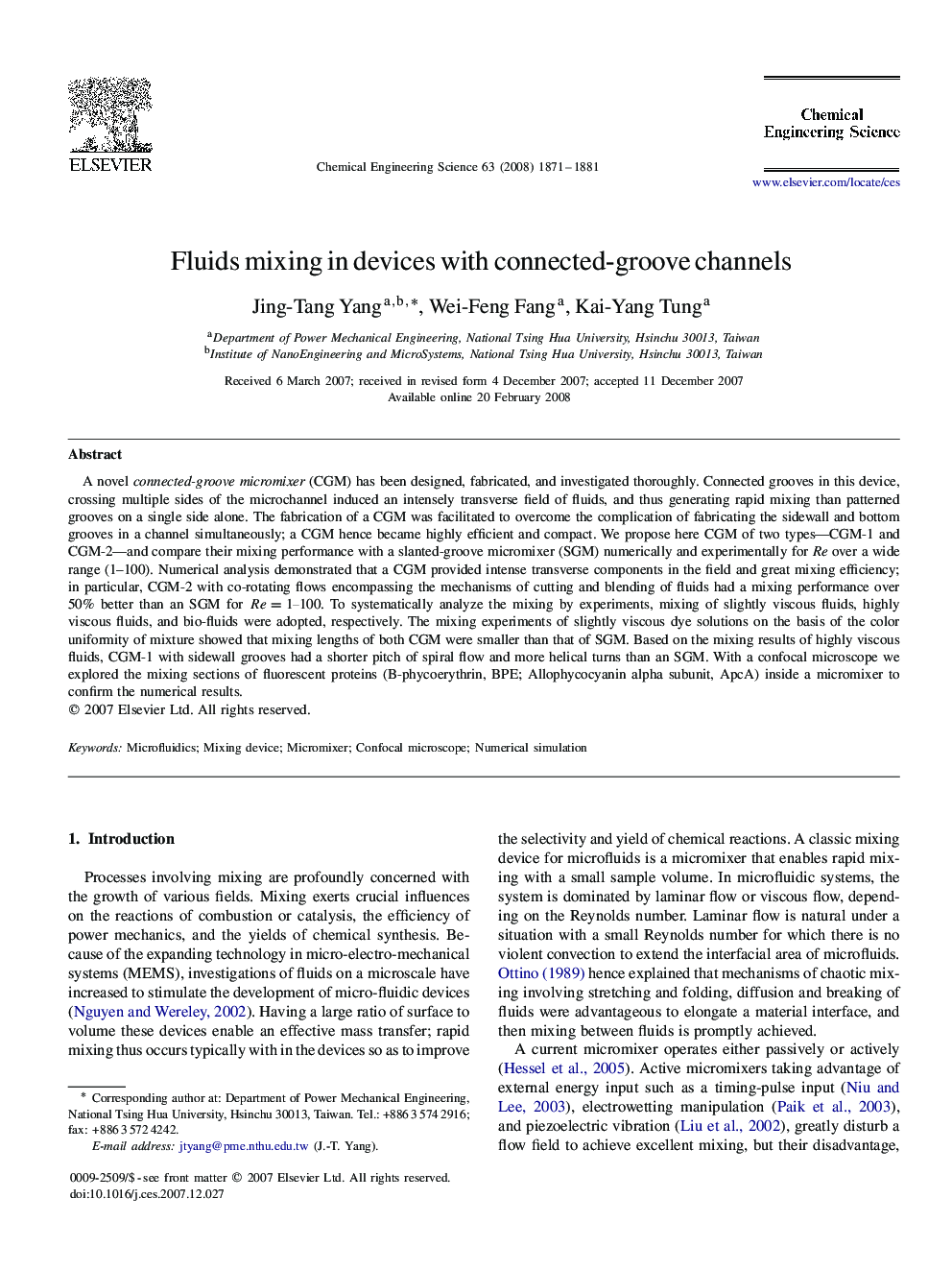 Fluids mixing in devices with connected-groove channels