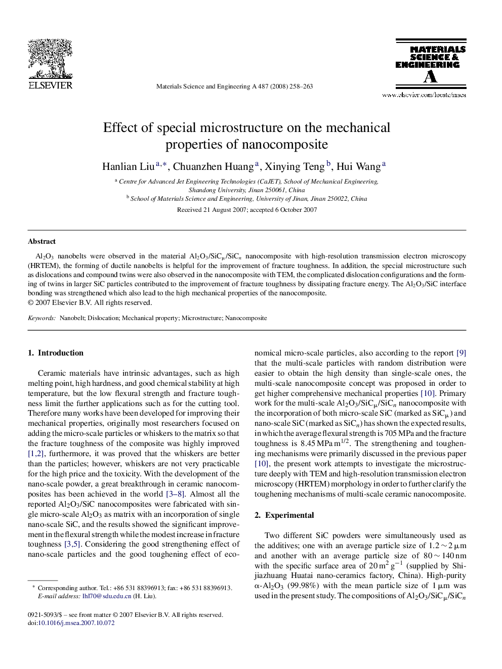 Effect of special microstructure on the mechanical properties of nanocomposite