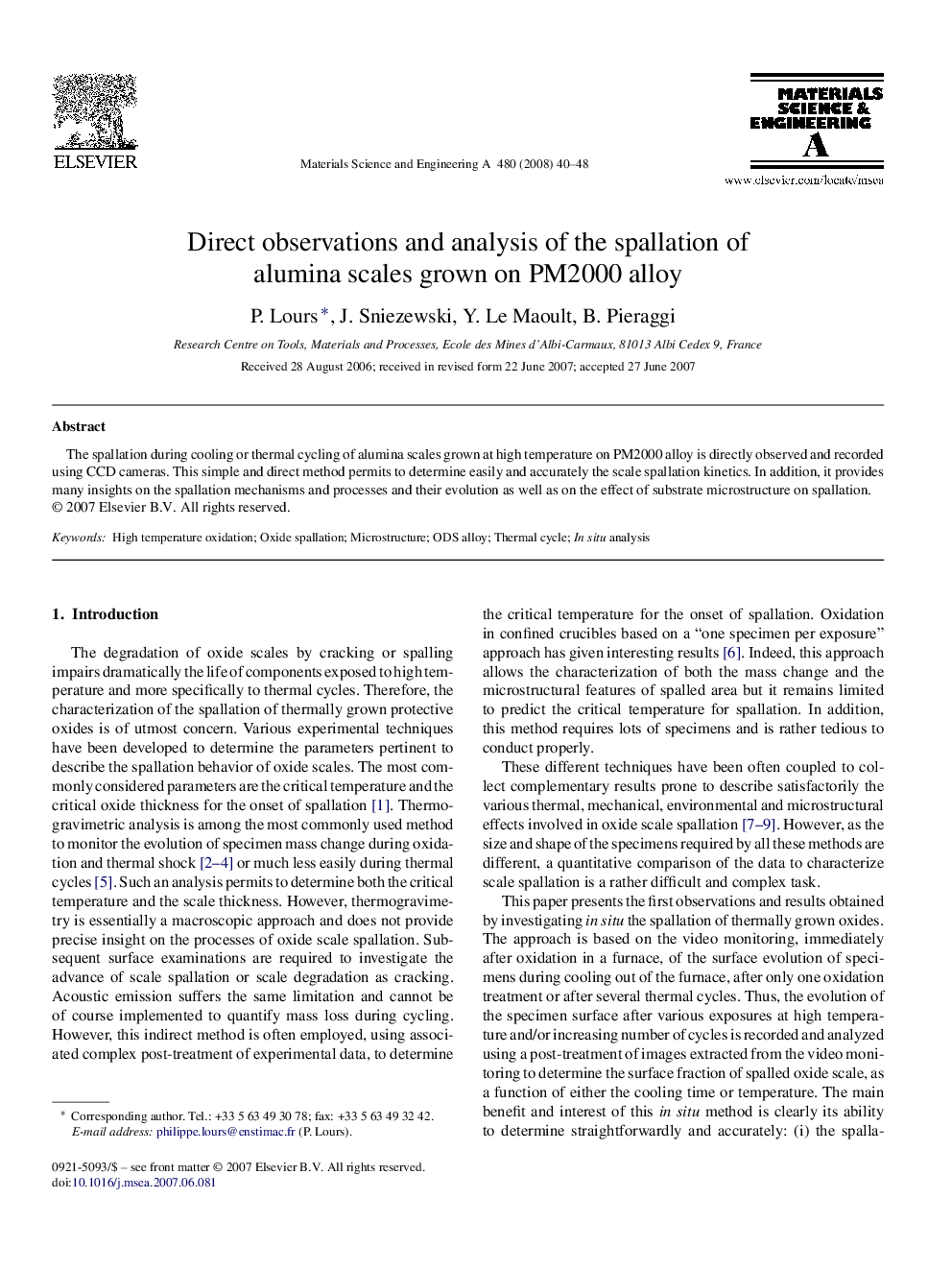 Direct observations and analysis of the spallation of alumina scales grown on PM2000 alloy