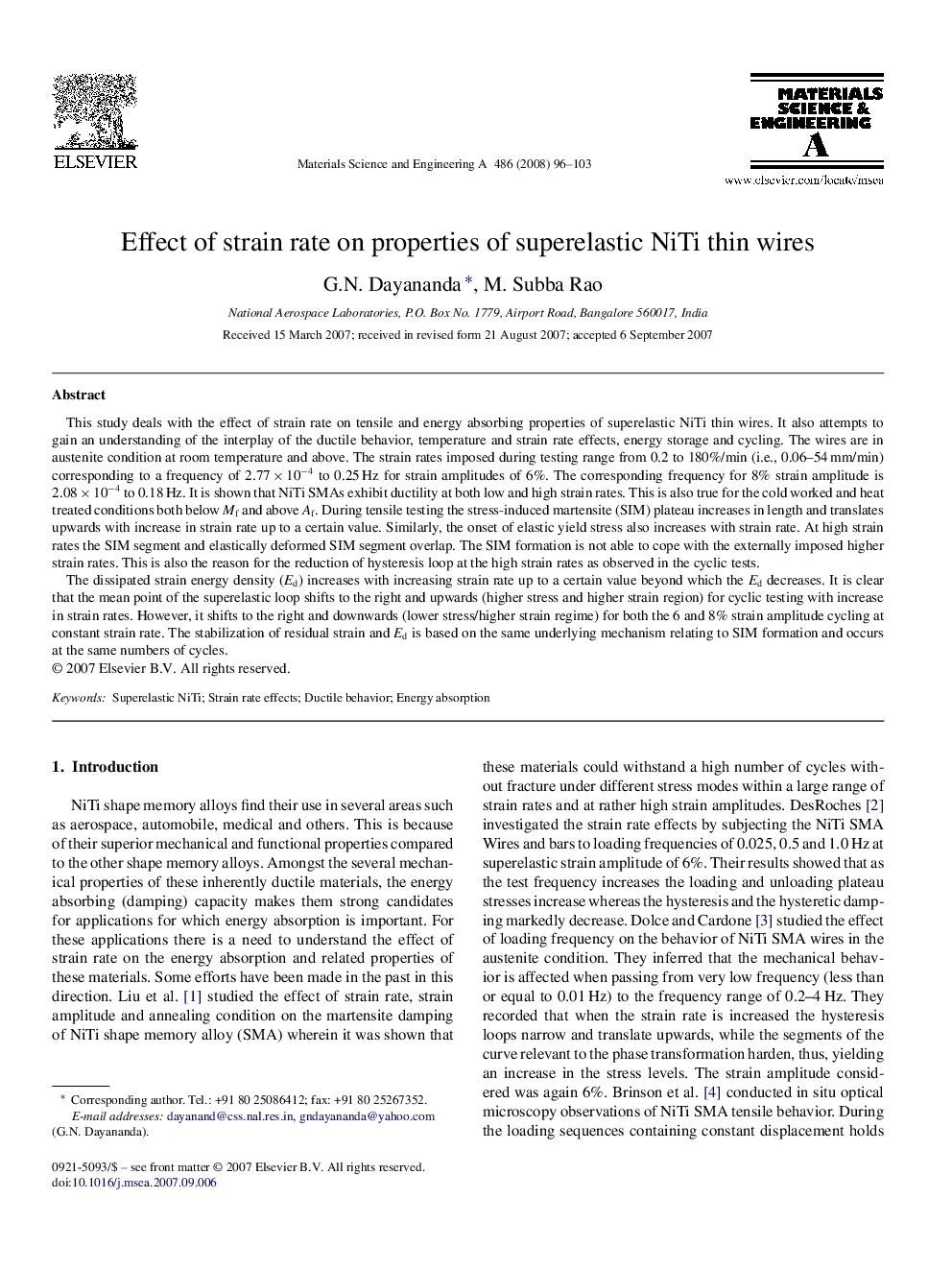 Effect of strain rate on properties of superelastic NiTi thin wires