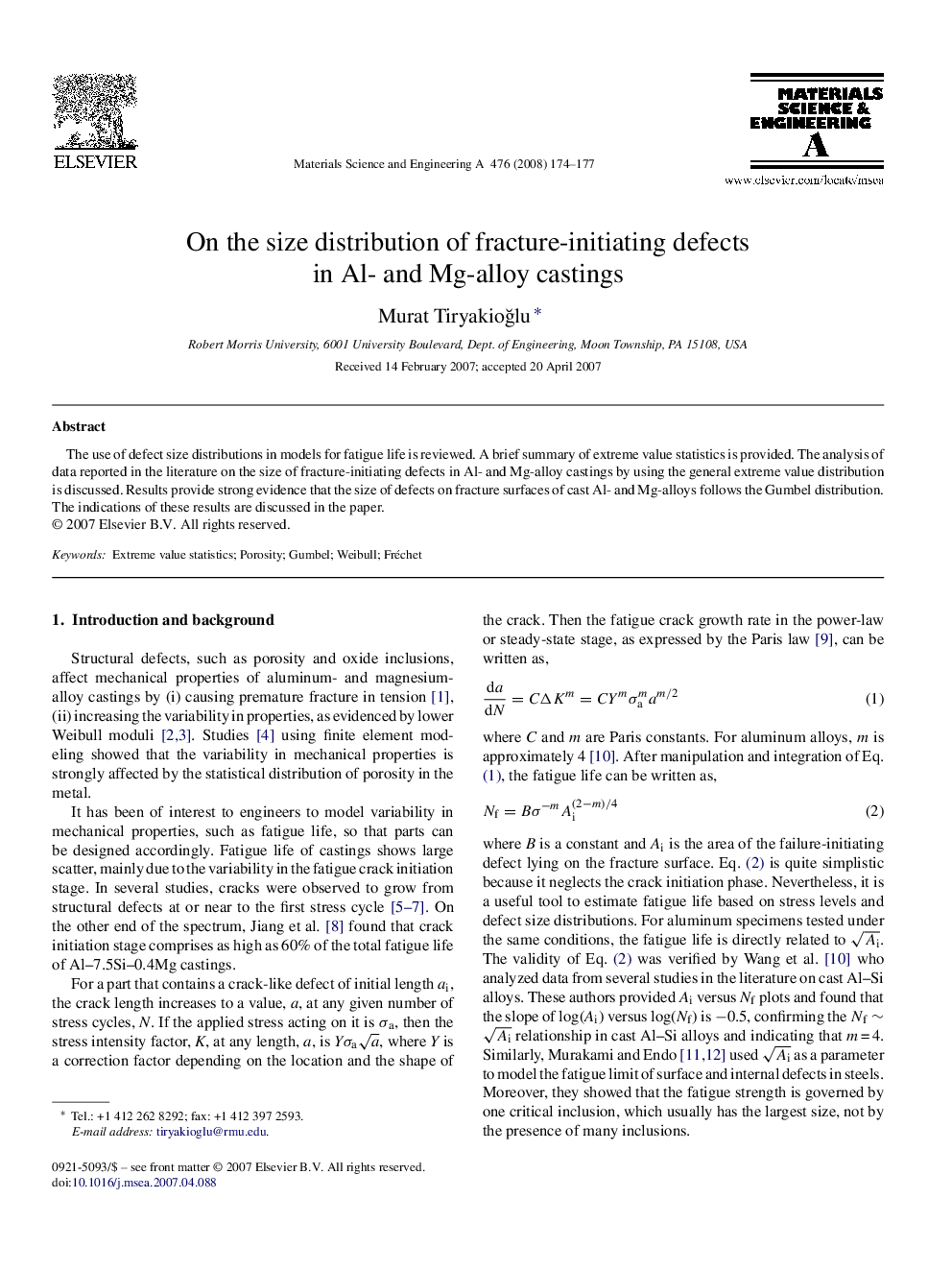 On the size distribution of fracture-initiating defects in Al- and Mg-alloy castings