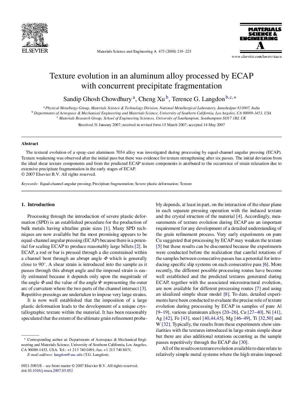 Texture evolution in an aluminum alloy processed by ECAP with concurrent precipitate fragmentation