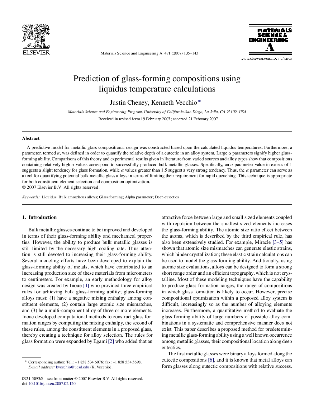 Prediction of glass-forming compositions using liquidus temperature calculations
