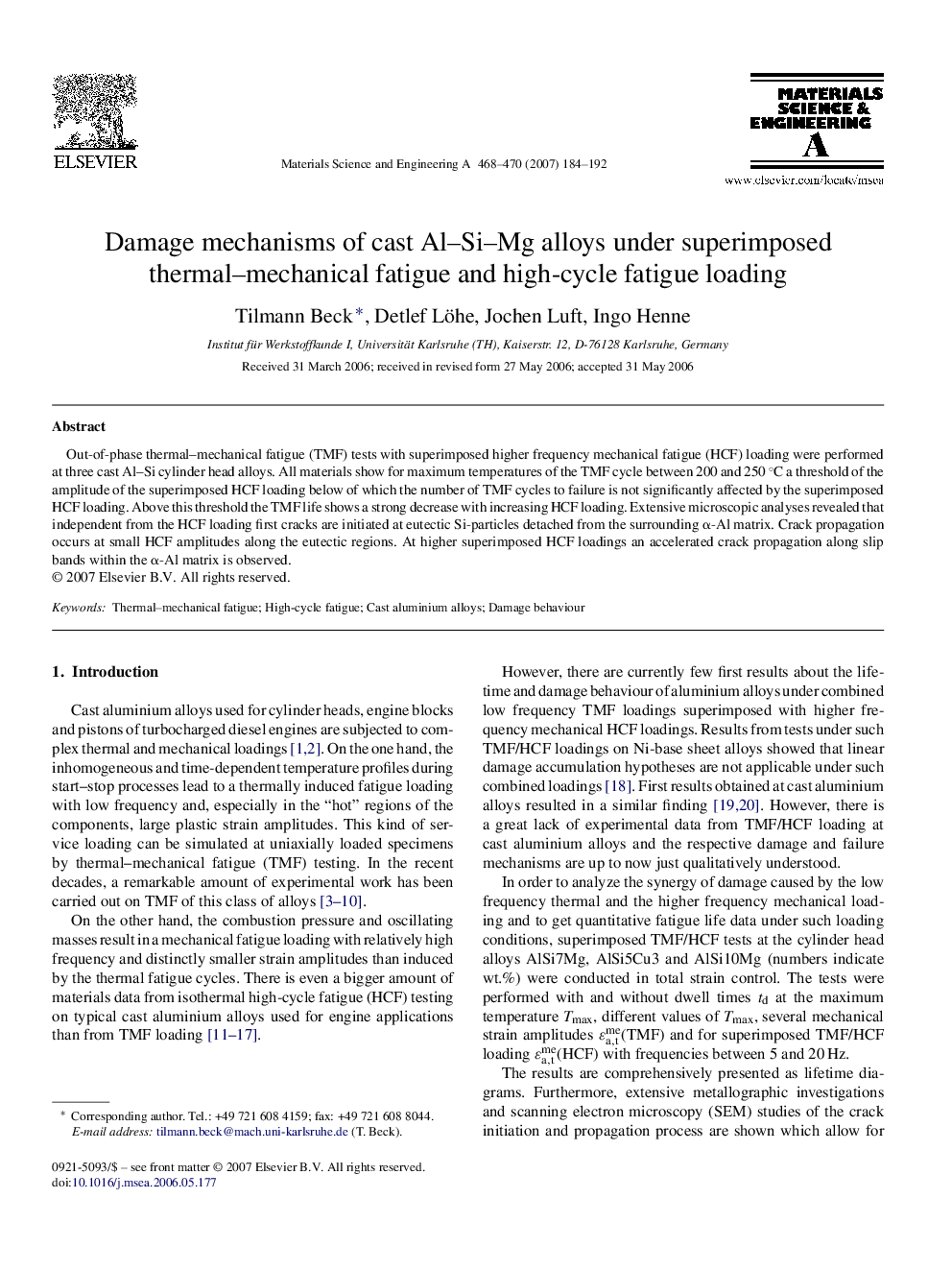 Damage mechanisms of cast Al-Si-Mg alloys under superimposed thermal-mechanical fatigue and high-cycle fatigue loading