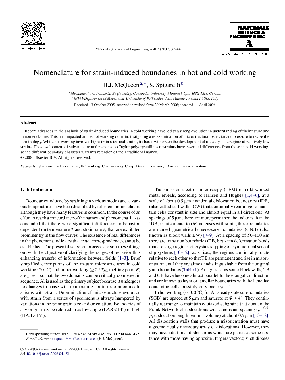 Nomenclature for strain-induced boundaries in hot and cold working