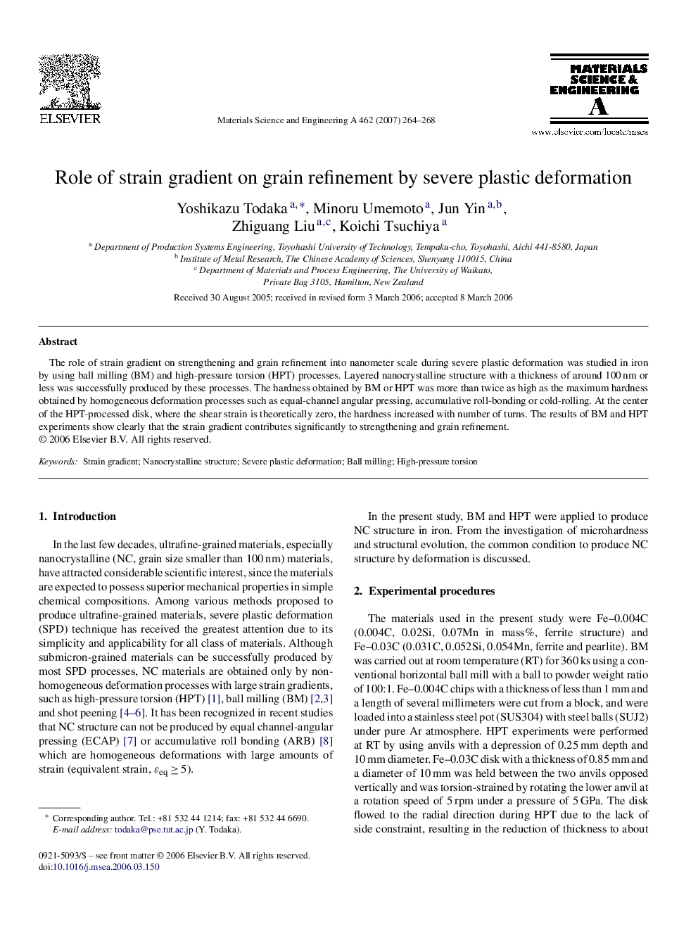 Role of strain gradient on grain refinement by severe plastic deformation